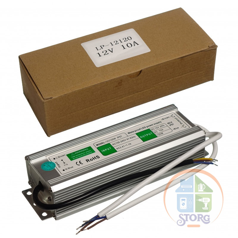 Блок питания импульстный герметичный  S-TORG IP67  LP-12120    12V 10A  120W