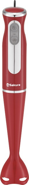 Блендер погружной SAKURA SA-6248R, красный, 600Вт, Турбо, 2 скорости, Лезвия из нержавеющей стали