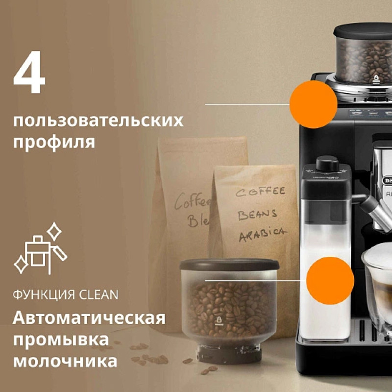 Кофемашина автоматическая DeLonghi EXAM440.55.B, Черный, исп. кофе - зерновой/молотый, 1.4 л, 1450 Вт, 19 бар