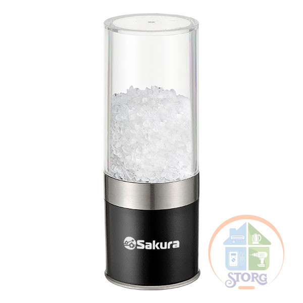 Мельница ручная для специй и соли SAKURA SA-6649BK, прочный и долговечный керамический механизм