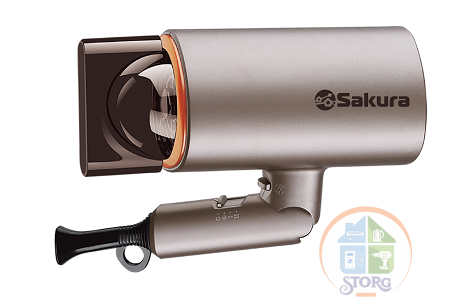 АКЦИЯ! Фен для волос SAKURA SA-4043BR, 2000Вт, 3 реж., Cool Shot, защит. от перегрев., скл. ручка