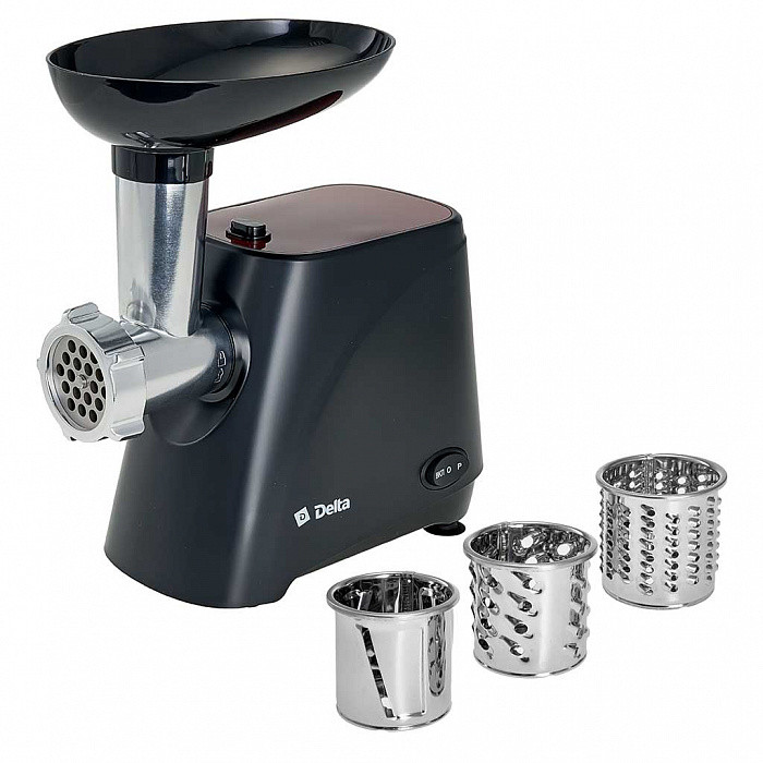 Мясорубка электрическая DELTA DL-6106M (Черн/Красн;Мощность 2000Вт;3 насадки-овощерезки; 1,8 кг/мин)