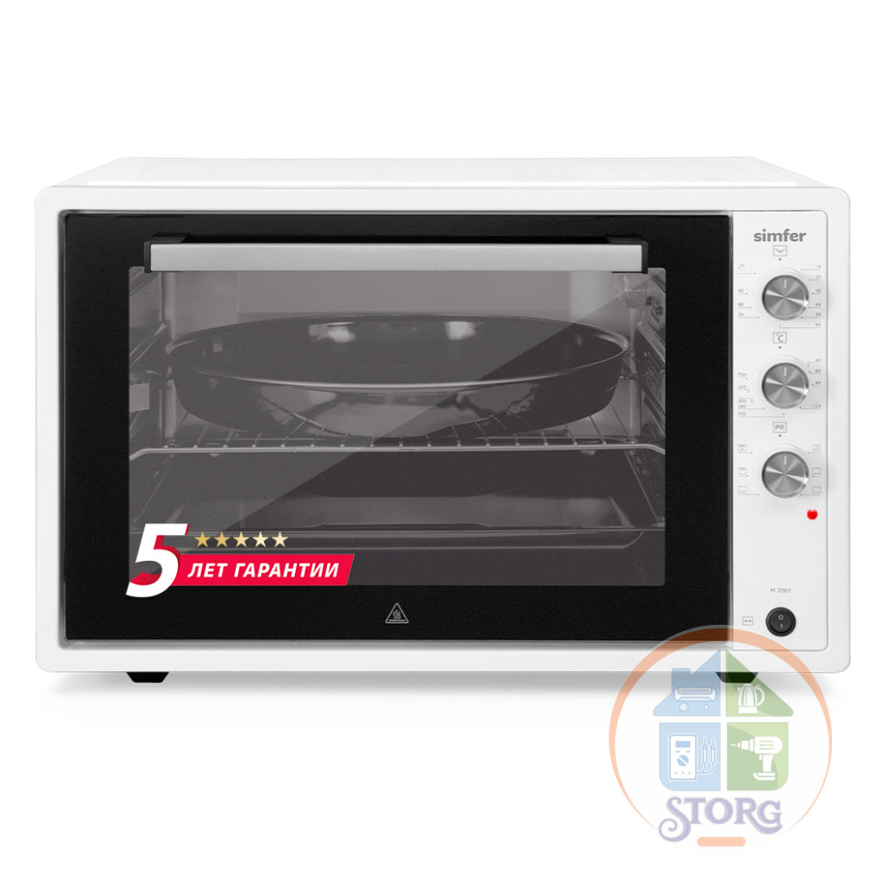 Духовой шкаф SIMFER M7001 (Белый; Объем 70л; Мощность 1800Вт; 7 режимов; Конвекция; Гриль; ТУРЦИЯ)