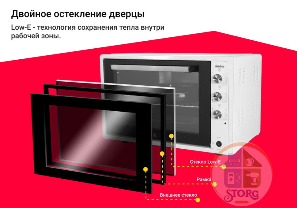 Духовой шкаф SIMFER M7001 (Белый; Объем 70л; Мощность 1800Вт; 7 режимов; Конвекция; Гриль; ТУРЦИЯ)