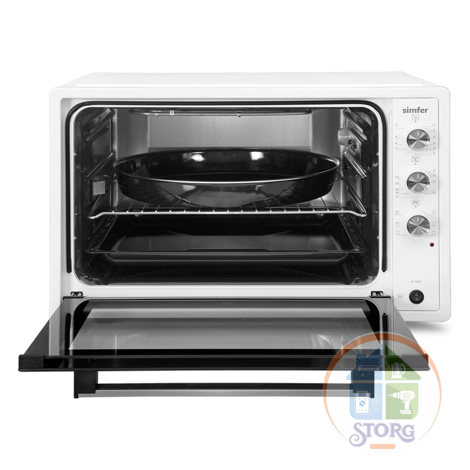 Духовой шкаф SIMFER M7001 (Белый; Объем 70л; Мощность 1800Вт; 7 режимов; Конвекция; Гриль; ТУРЦИЯ)