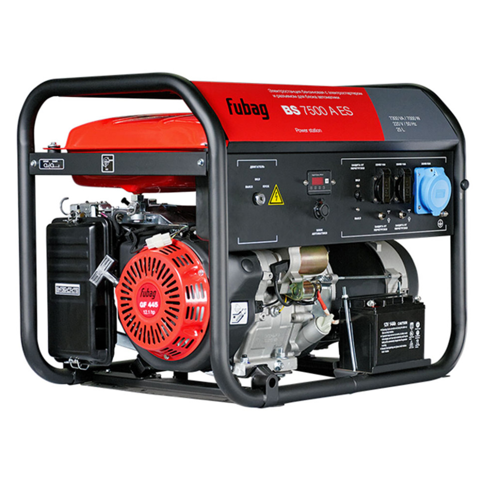 Генератор бензиновый FUBAG BS 7500 A ES (7/7.3кВт, 220В, AVR, эл.стартер, 80дБ, 4такт., бак 25л, 92.8кг) Генератор бензиновый FUBAG BS 7500 A ES (7/7.3кВт, 220В, AVR, эл.стартер, 80дБ, 4такт., бак 25л, 92.8кг)