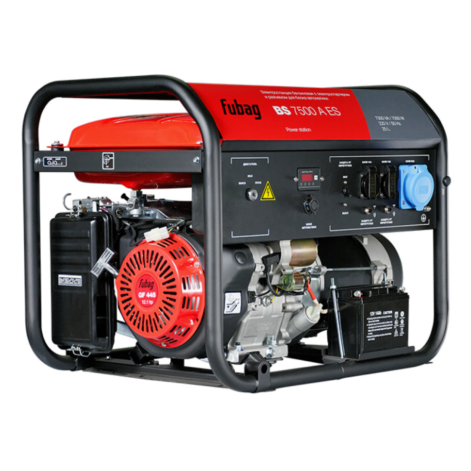 Генератор бензиновый FUBAG BS 7500 A ES (7/7.3кВт, 220В, AVR, эл.стартер, 80дБ, 4такт., бак 25л, 92.8кг) Генератор бензиновый FUBAG BS 7500 A ES (7/7.3кВт, 220В, AVR, эл.стартер, 80дБ, 4такт., бак 25л, 92.8кг)