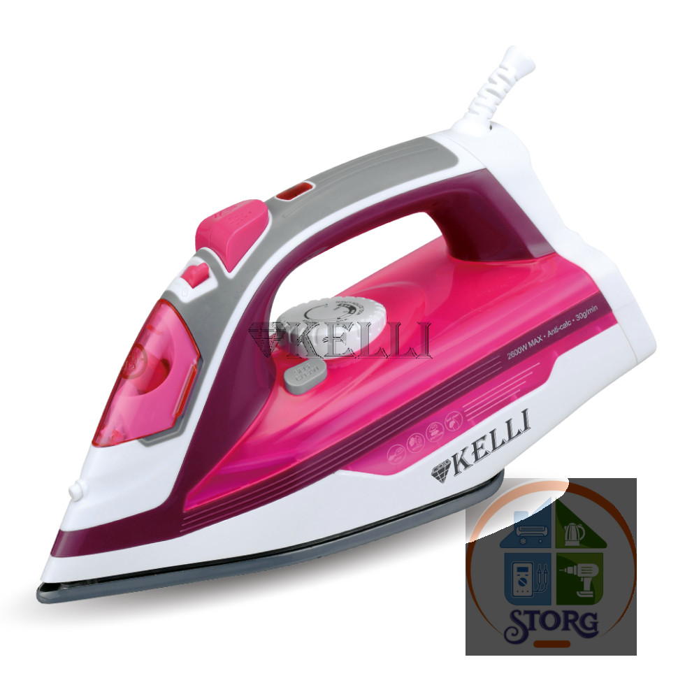Утюг паровой KELLI KL-1627, 2600Вт, керамика, вертикальное отпаривание, самоочистка