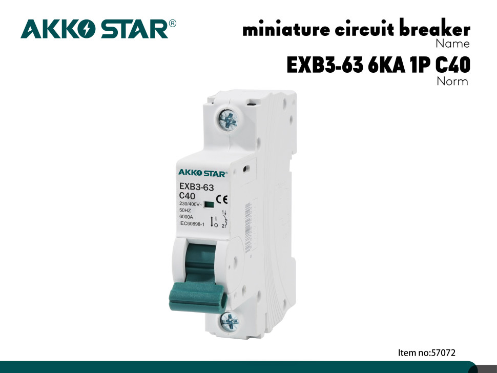 Автоматический выключатель однополюсный AKKOSTAR EXB3-63 6KA 1P C40A