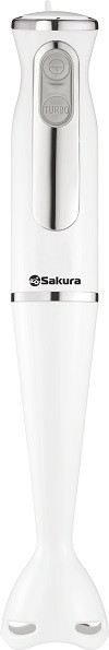 АКЦИЯ! Блендер погружной SAKURA SA-6248W, белый, 600Вт, Турбо, 2 скор., нерж.сталь лезвие,Турборежим