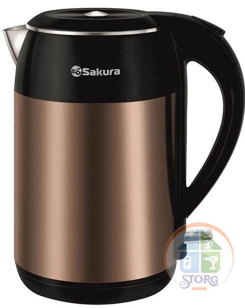 Чайник электрический SAKURA SA-2154C Premium (Черный/Коричн; Мощность 2000Вт; Объем 1.8л; Пластиков)