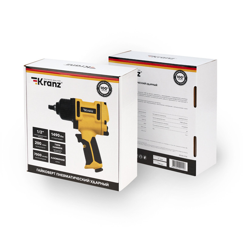 Гайковерт пневматический KRANZ 1/2", 1490 Нм