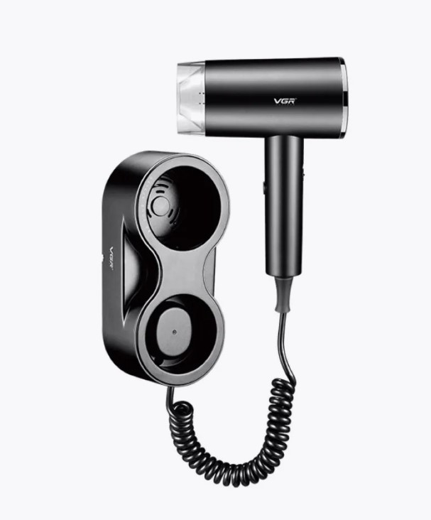 Фен для волос VGR V-407 Чёрный Professional 1600 Вт , 2реж.обдув., 3реж.тепла (идеально для отелей)