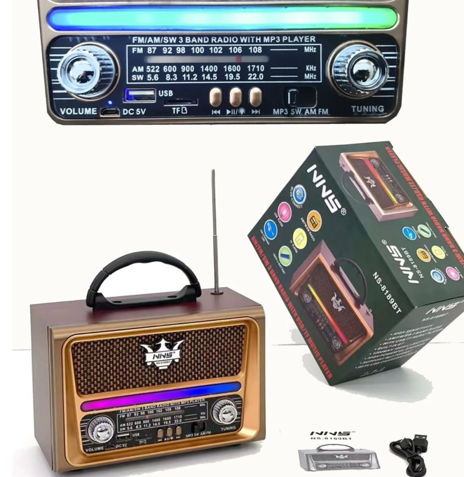 Радиоприемник Ретро NNS NS-8891BT Bluetooth FM/AM/SW USB MicroSD