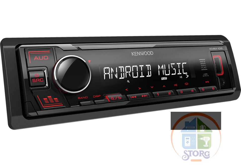 Автомагнитола KENWOOD KMM-105RY (MOSFET 50Вт x 4, USB/MP3/Android проигрыватель, AUX)