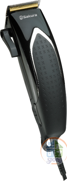 Машинка для стрижки SAKURA SA-5110BK Premium, титановое лезвие, 4гребня, питание от сети, установка