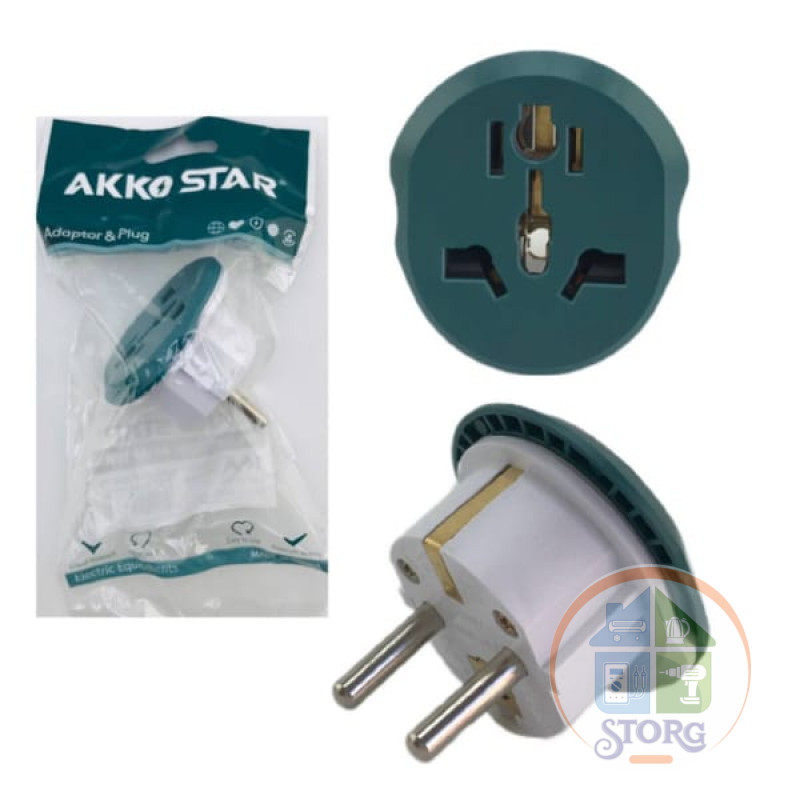 Адаптер-переходник евро AKKOSTAR 250V-16A 50/60Hz (упак.40шт)
