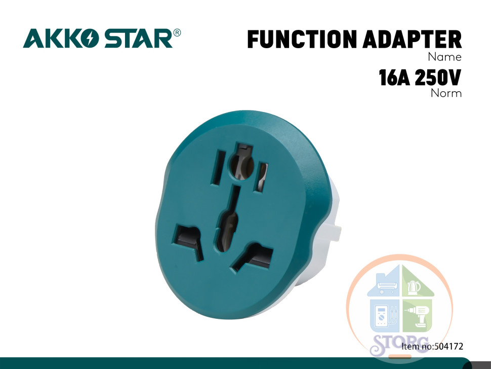 Адаптер-переходник евро AKKOSTAR 250V-16A 50/60Hz (упак.40шт)