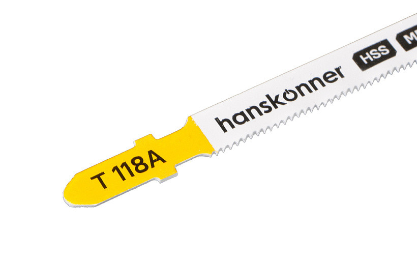 Пилки для лобзика по металлу HANSKONNER H02-118A; Тип-T118A;  (лист 1-3мм,проф.10-30мм) (2шт)