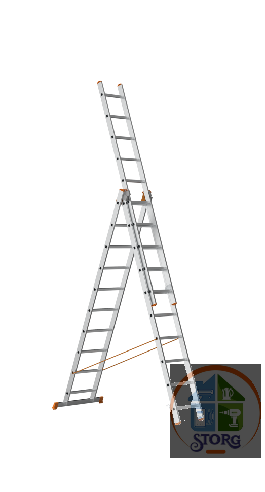Трехсекционная алюминиевая лестница УСИЛЕННАЯ !!! SARAYLI 3X10 PRO 4310P, выс. 2760/4660/6550 (ГОСТ)