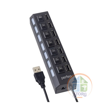 Perfeo USB-HUB 7 Port, (PF-H033 Black) чёрный