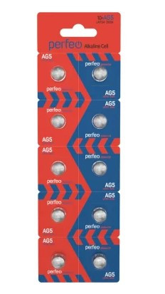 Элемент питания Perfeo LR754/10BL Alkaline Cell 393A AG5 Элемент питания Perfeo LR754/10BL Alkaline Cell 393A AG5