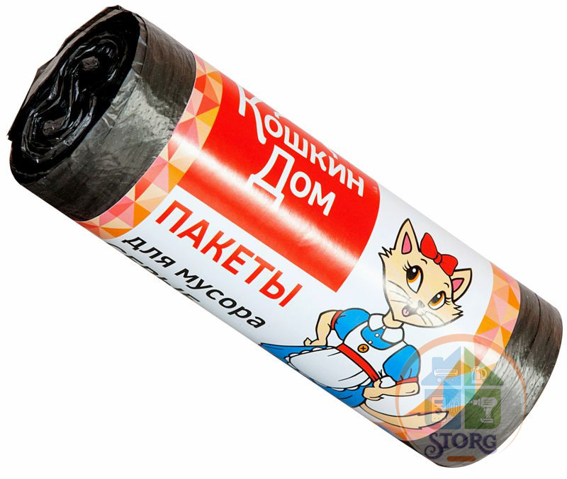 Пакеты для мусора КОШКИН ДОМ, 60 л, 20 шт, серые 8 мкм