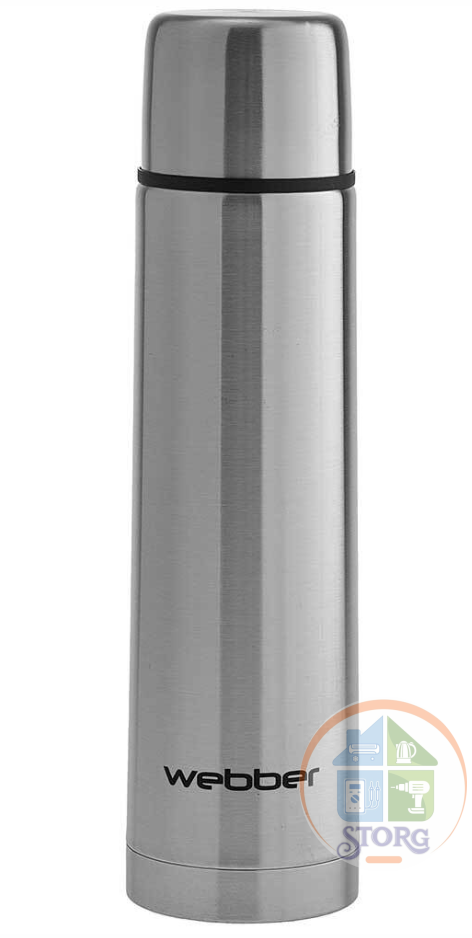 Термос WEВBER SSK-750P (Металлик;Объем 750мл;Колба/Корпус из нерж.стали;Узкая горлов;Пробка с кнопк)