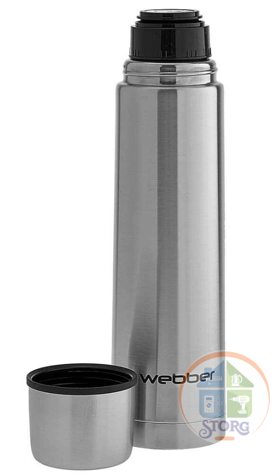 Термос WEВBER SSK-750P (Металлик;Объем 750мл;Колба/Корпус из нерж.стали;Узкая горлов;Пробка с кнопк)