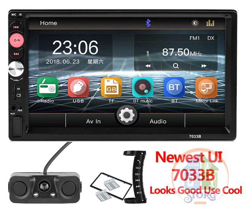 Автомагнитола 2DIN KSD-7033-B (7" TFT, multi color) полный сенсор  (AUX, SD-карта, Микро-SD/TF карт, Встроенный эквалайзер: Classic,Jazz,Pops,Rock Частотный, Bluetooth,Медиа:JPEG,MP3,MP4,WAV,WMA)