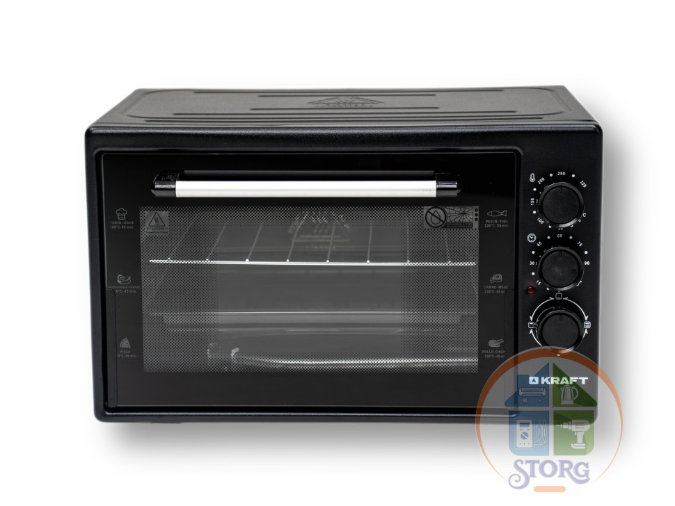 Духовой шкаф KRAFT KF-MO3200 BL, черный, объем 32л, 1500Вт, Нагр.до 320 °С, таймер