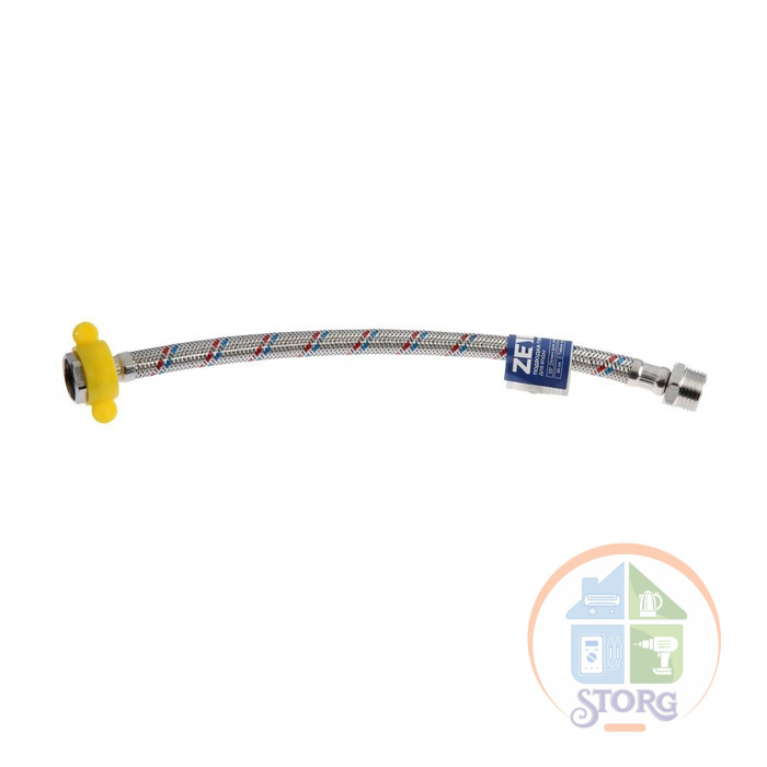 Подводка гибкая для воды ZEIN, 1/2", гайка-штуцер, 50 см, с ключом для монтажа 6947363