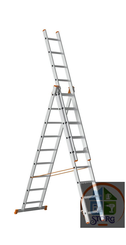 Трехсекционная алюминиевая лестница SARAYLI 3X9 4309, высота 2500/4120/5740 (ГОСТ)