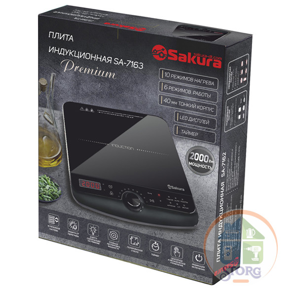 Плита индукционная SAKURA SA-7163 Premium, 1-конф, стеклокерамика, LED-дисплей