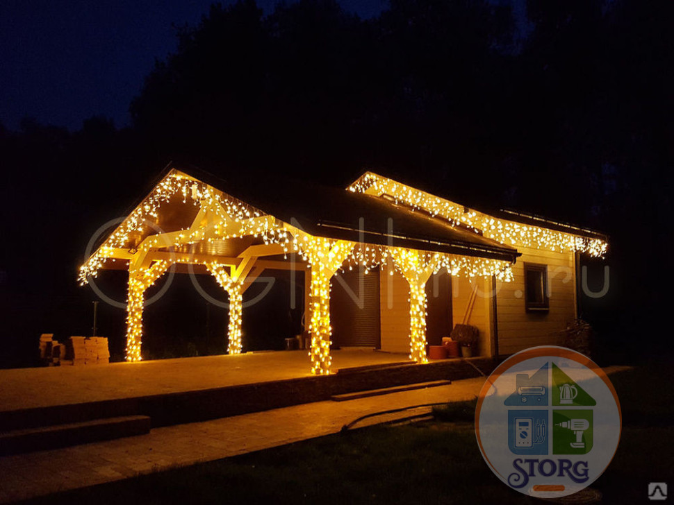 Бахрома / Занавес уличная/комнатная S-TORG 160LED V8 3х0.6м желтая
