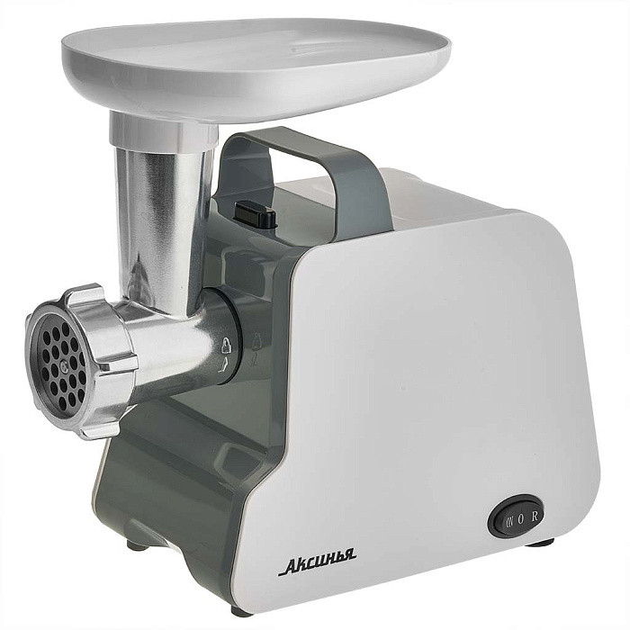 Мясорубка электрическая АКСИНЬЯ КС-2007, белый с серым, 2000Вт, произв. 2 кг/мин, насадки для колбас