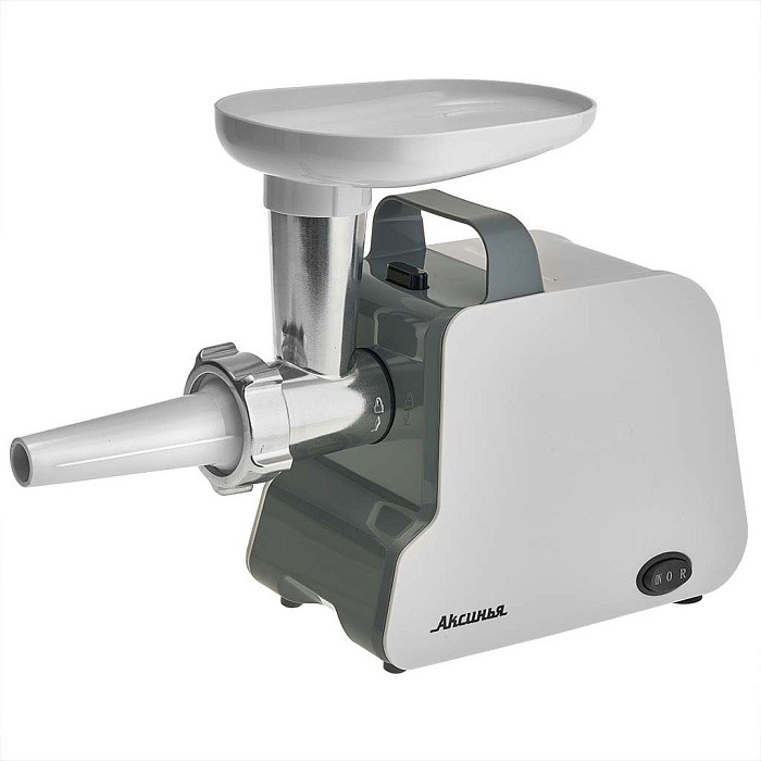 Мясорубка электрическая АКСИНЬЯ КС-2007, белый с серым, 2000Вт, произв. 2 кг/мин, насадки для колбас