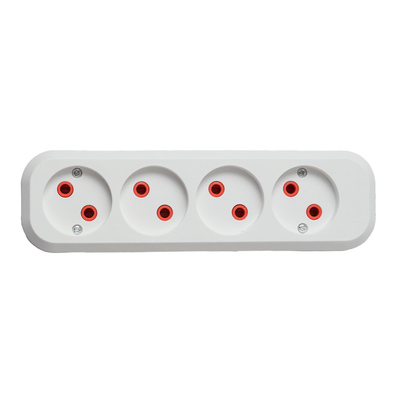 Колодка электрическая SPARTUM YK413 четверная термопластик 250V/10A IP44 (черный) (10шт)