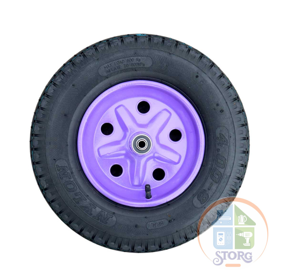 P3001 NEYLON Колесо для тачки 16"х4,00х8/12 фиолетовое втулка 95 мм