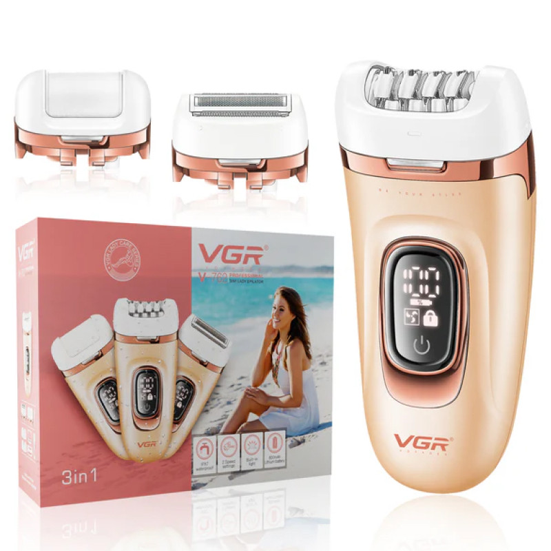 Эпилятор VGR V-762 Professional, акб 60 min, IPX7 (можно использовать в душе)