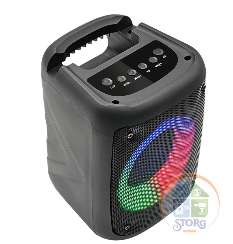 Perfeo Bluetooth-колонка "DISCO RING" 3" LED, FM, MP3 USB/microSD, AUX, TWS, MIC, 10Вт, черная