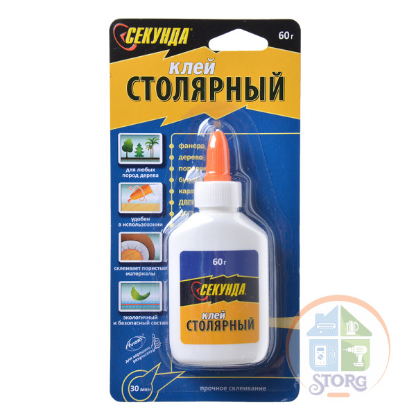 Клей столярный "Секунда" 60г, на индивидуальном блистере, 403-073