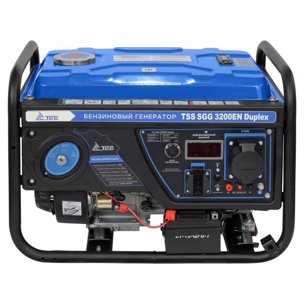 Генератор бензиновый ТСС SGG 3200EN Duplex (3.2/3.5кВт, 220–230В, 4х-такт., AVR, 66дБ, 48кг) Генератор бензиновый ТСС SGG 3200EN Duplex (3.2/3.5кВт, 220–230В, 4х-такт., AVR, 66дБ, 48кг)