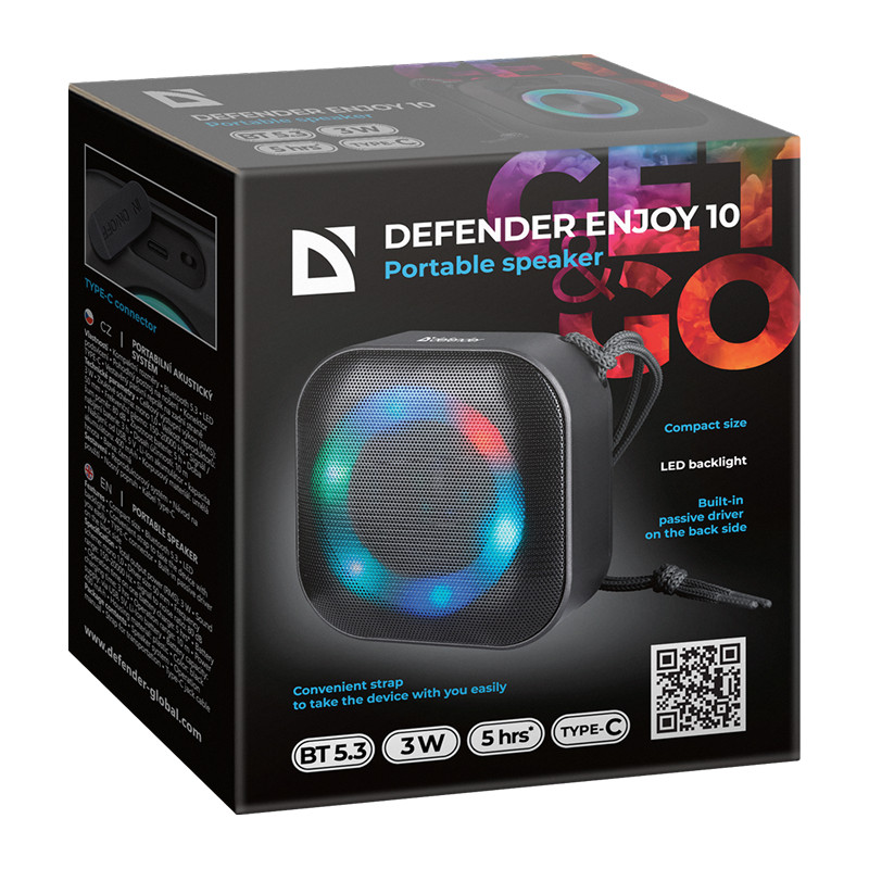 Портативная колонка Defender BT/LIGHT/400MAH ENJOY 10 (Черный)