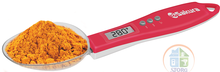 АКЦИЯ! Весы кухонные электронные "ложка" SAKURA SA-6083RW ( 300г; LCD дисплей; Деление 0.1г)