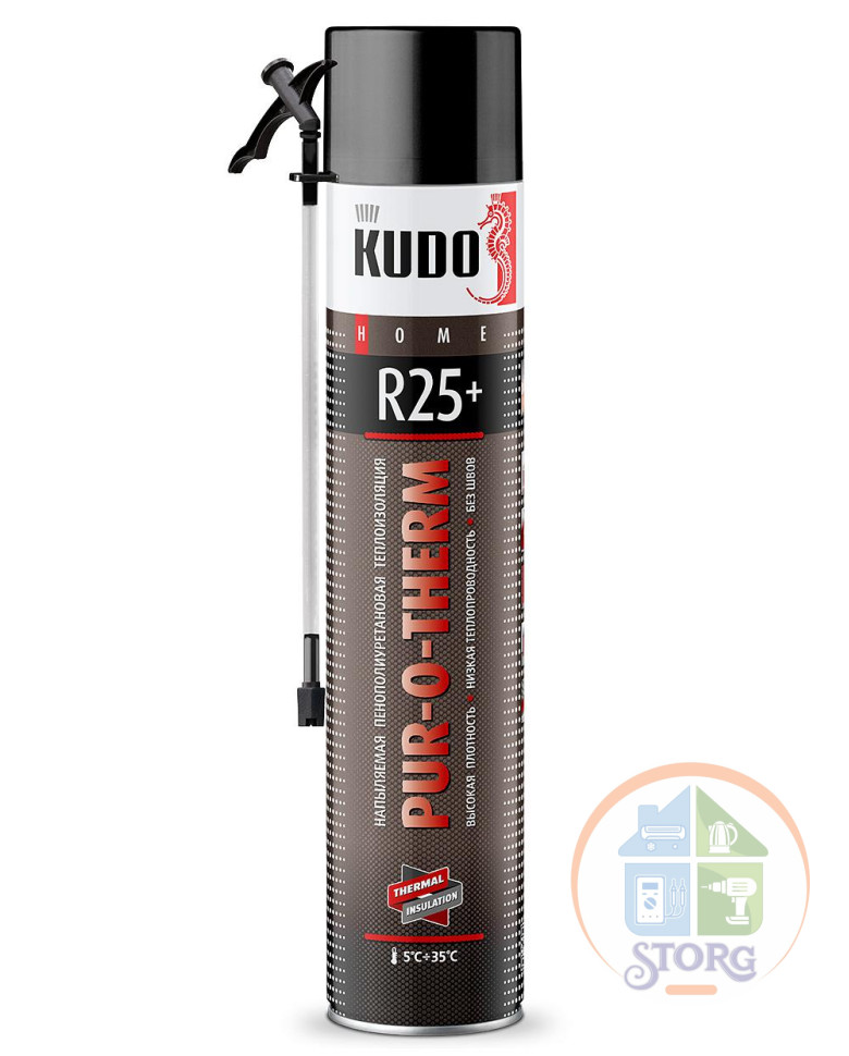 Пена напыляемая бесшовная шумо- и теплоизоляция высокой плотности KUDO PURO THERM R25+ ( Ручная)