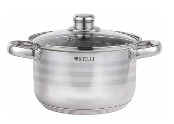 Кастрюля из нержавеющей стали KELLI KL-4293-18 (Объем 2,5л; диаметр 18см; капсульное дно;термос.руч)