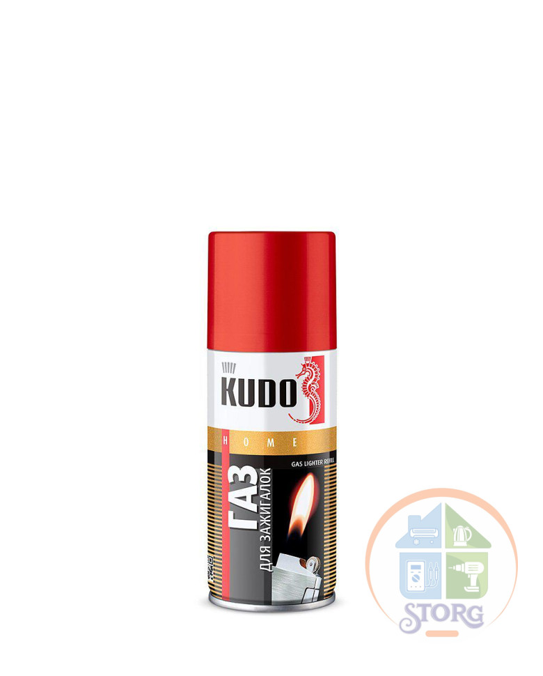 Газ универсальный для заправки зажигалок KUDO KU-H404 с адаптером , 140мл