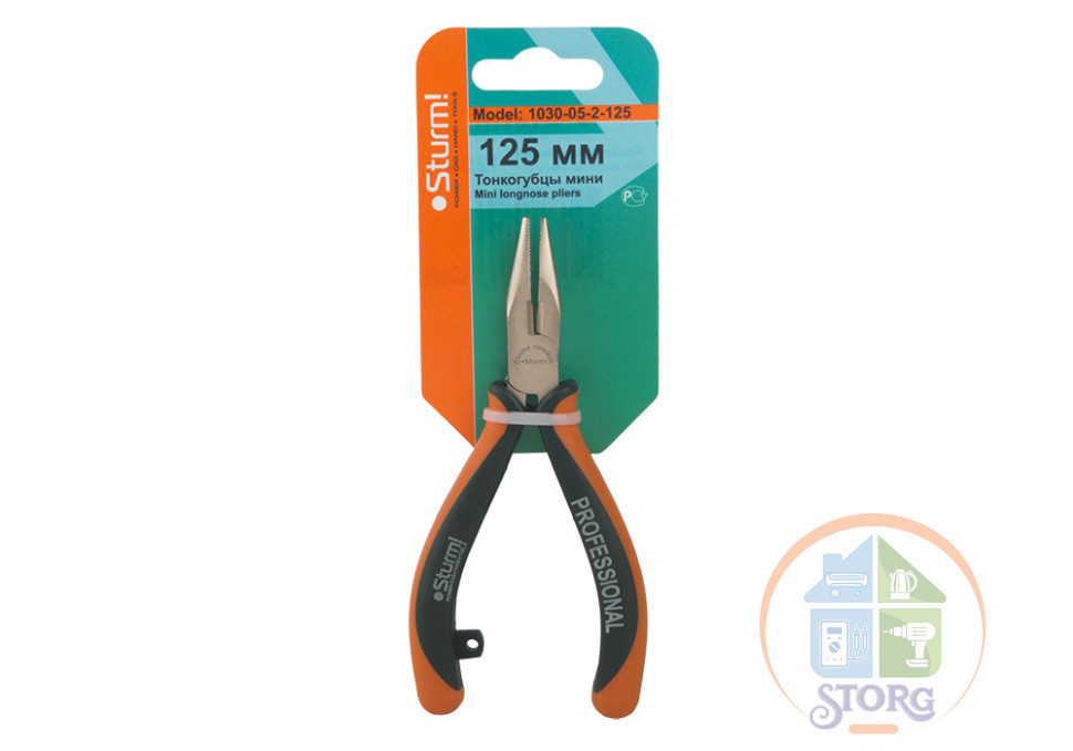 Тонкогубцы Sturm! (Profi mini) 1030-05-2-125, 125 мм, двухкомпонентные рукоятки, пружинный механизм