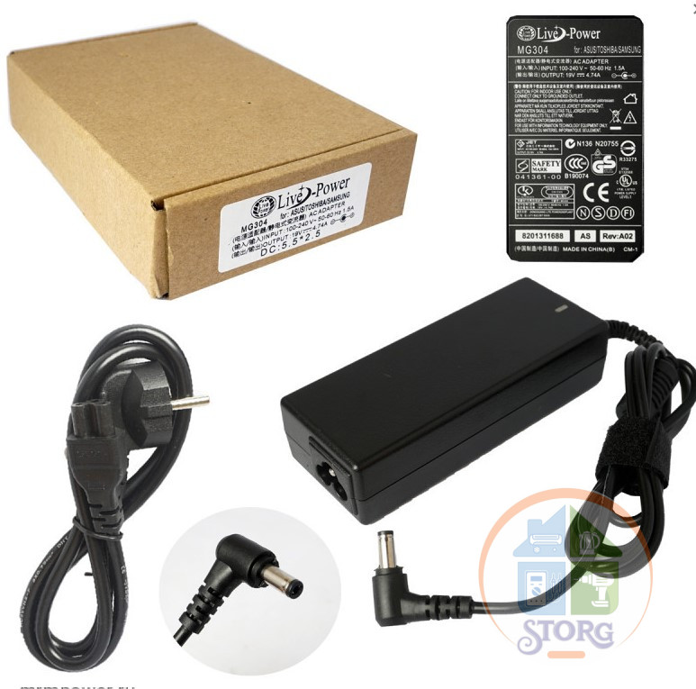 Блок питания для ноутбука Live-Power MG304  for ASS/TOSH/SAM 19V/4.74A  5.5*2.5 (угловой-штекер)
